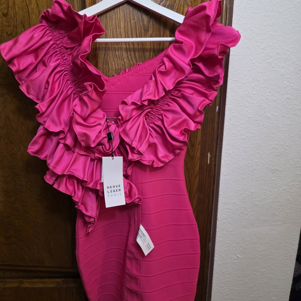 NWT Hervé Léger ruffled bandage mini dress Size XS - Picture 13 of 16
